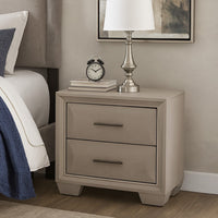 Nitz Nightstand, 2 Drawers, White Solid Wood, Metal Handles, 27 Inch - BM340895