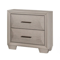 Nitz Nightstand, 2 Drawers, White Solid Wood, Metal Handles, 27 Inch - BM340895