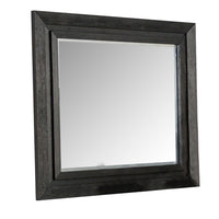 Ashen Dresser Mirror, Black Solid Wood, Rectangular Silhouette, 40x46 - BM340898