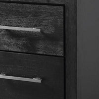 Ashen Nightstand w USB, 2 Drawers, Black Solid Wood, Chrome Metal, 26 Inch - BM340899