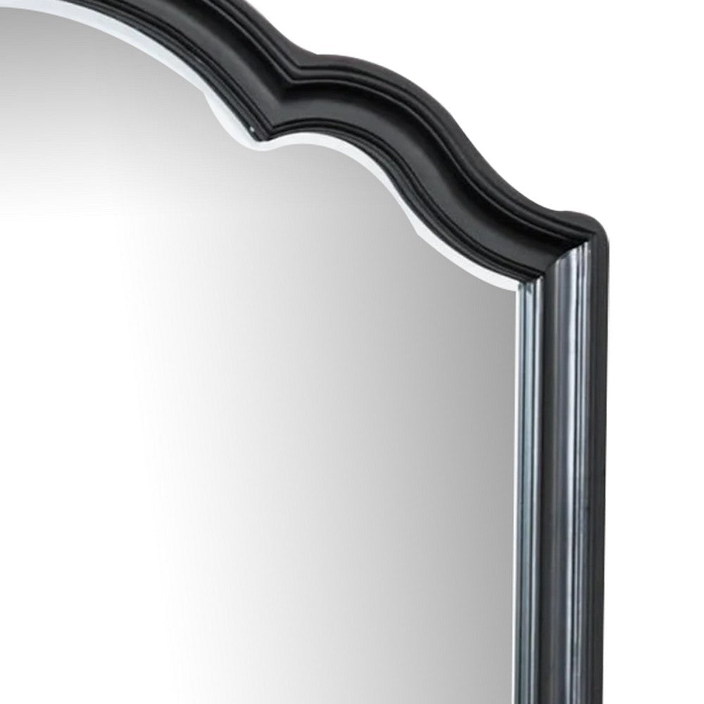 Eleena Dresser Mirror, Beveled Glass, Black Solid Wood Frame, 41x42 - BM340901