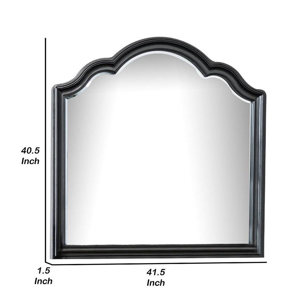 Eleena Dresser Mirror, Beveled Glass, Black Solid Wood Frame, 41x42 - BM340901