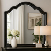 Eleena Dresser Mirror, Beveled Glass, Black Solid Wood Frame, 41x42 - BM340901