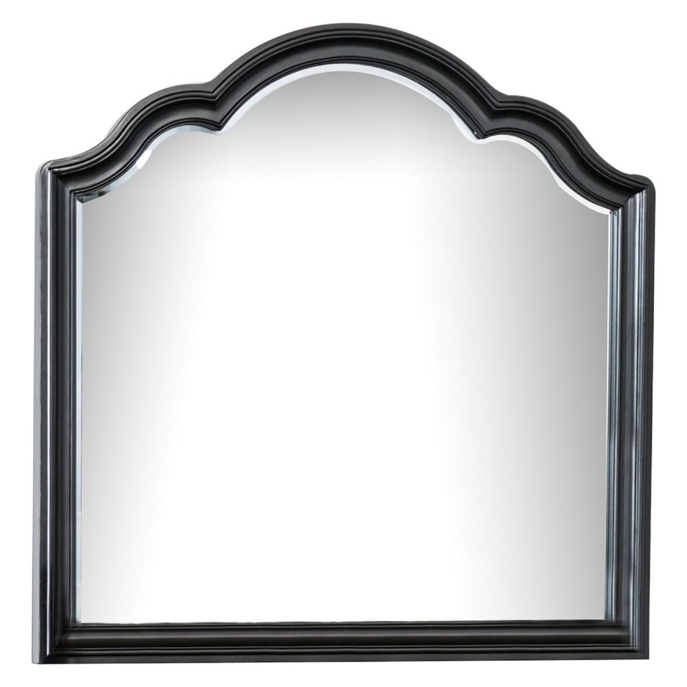 Eleena Dresser Mirror, Beveled Glass, Black Solid Wood Frame, 41x42 - BM340901