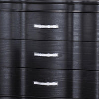 Eleena Nightstand, 3 Drawers, Black Solid Wood, Metal Handles, 28 Inch - BM340902