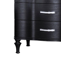 Eleena Nightstand, 3 Drawers, Black Solid Wood, Metal Handles, 28 Inch - BM340902