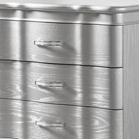 Eleena Nightstand, 3 Drawers, Silver Solid Wood, Metal Handles 28 Inch - BM340905