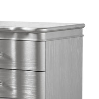 Eleena Nightstand, 3 Drawers, Silver Solid Wood, Metal Handles 28 Inch - BM340905