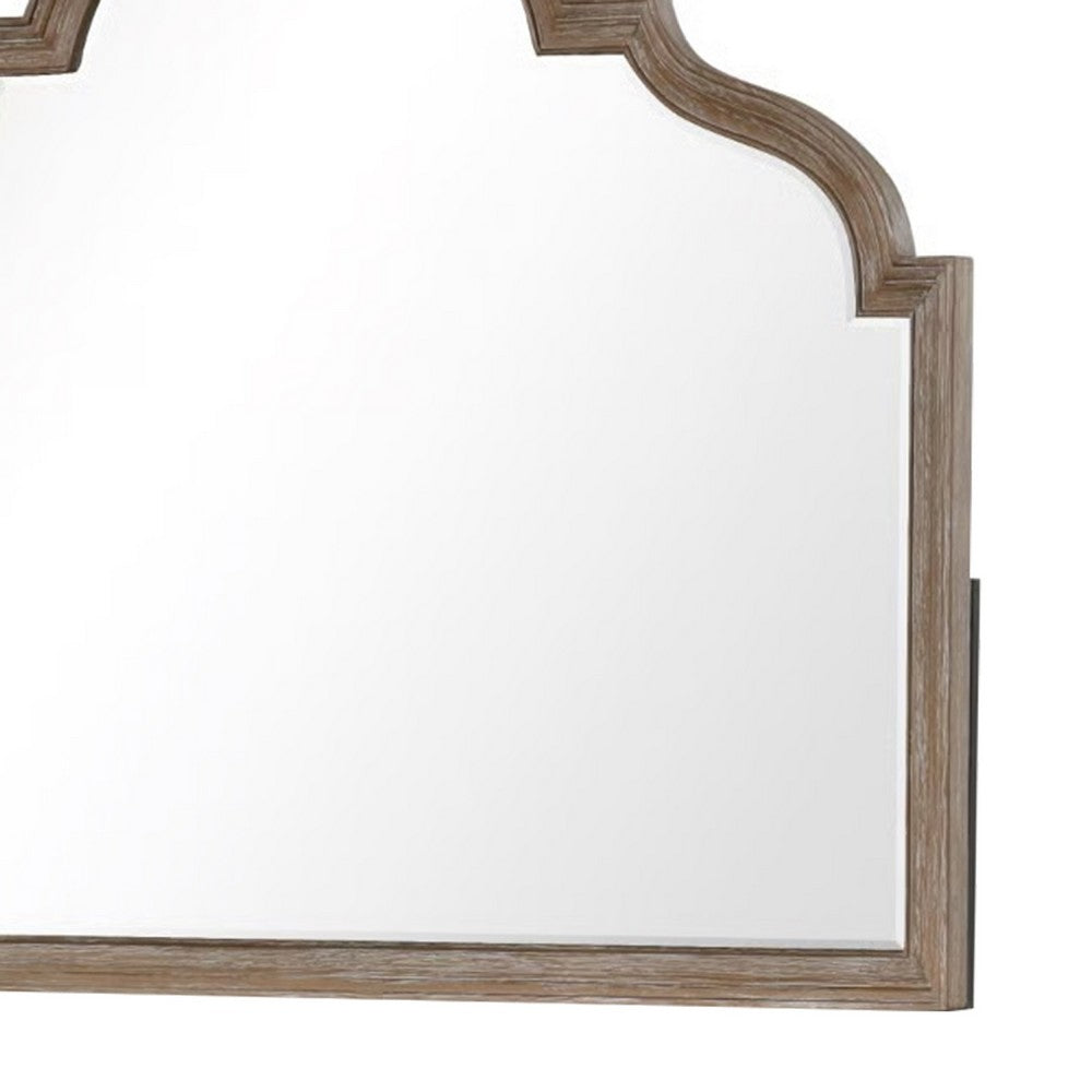Lyla Dresser Mirror, Beveled Glass, Rustic Oak Brown Solid Wood, 41x50 - BM340907