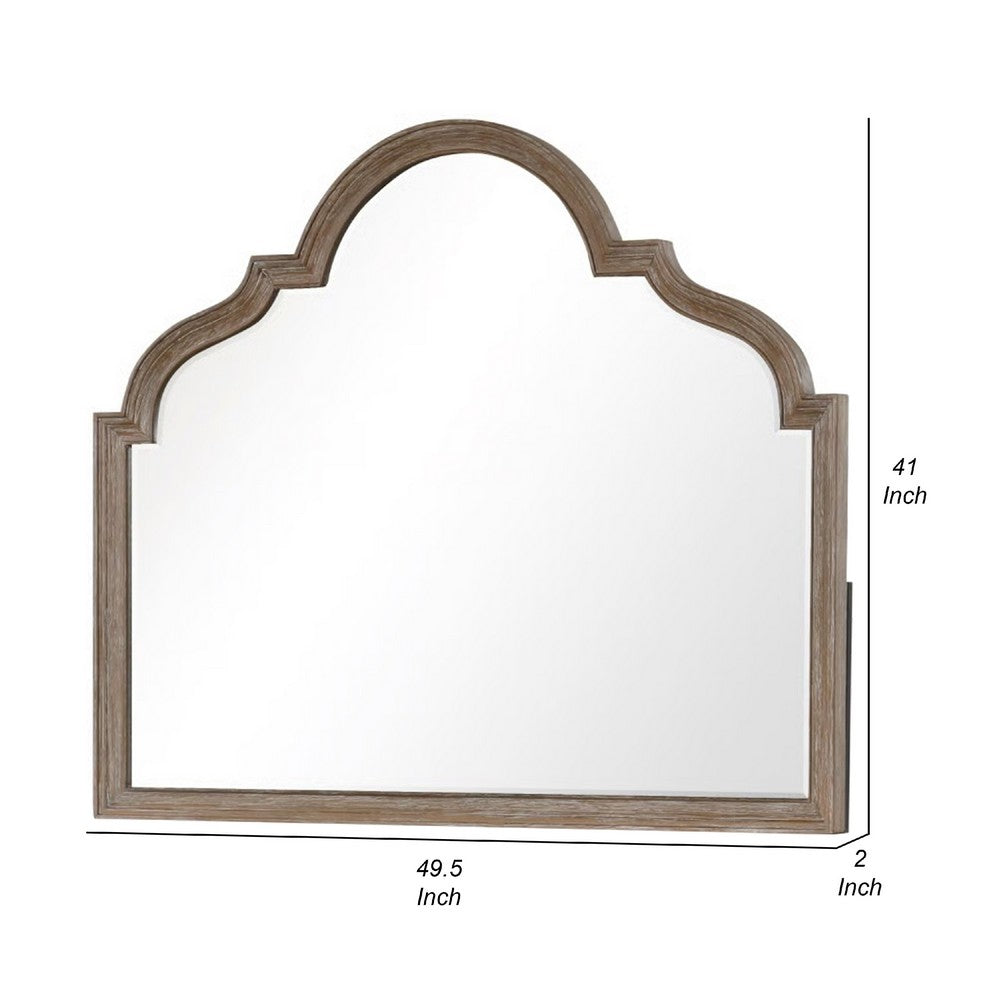 Lyla Dresser Mirror, Beveled Glass, Rustic Oak Brown Solid Wood, 41x50 - BM340907