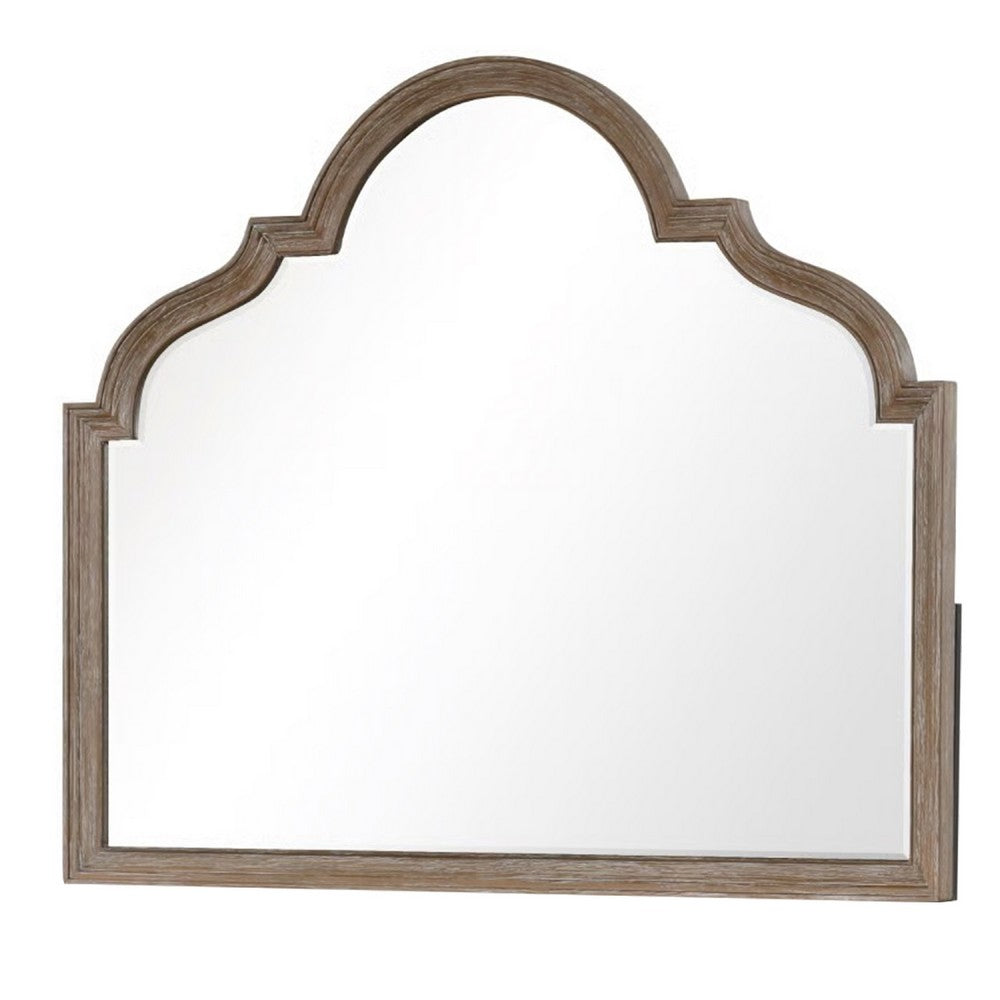 Lyla Dresser Mirror, Beveled Glass, Rustic Oak Brown Solid Wood, 41x50 - BM340907