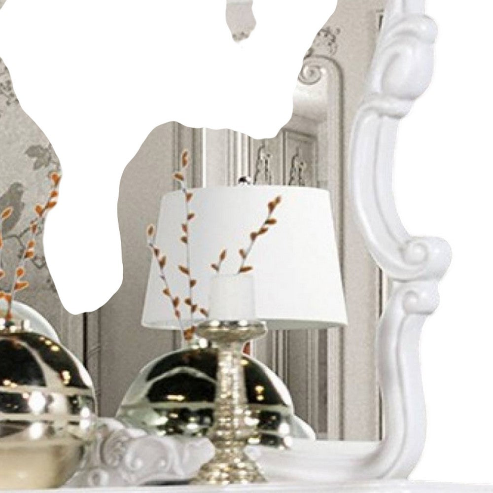 Valena Dresser Mirror, Beveled Glass, White Solid Wood Frame, 45 Inch - BM340913