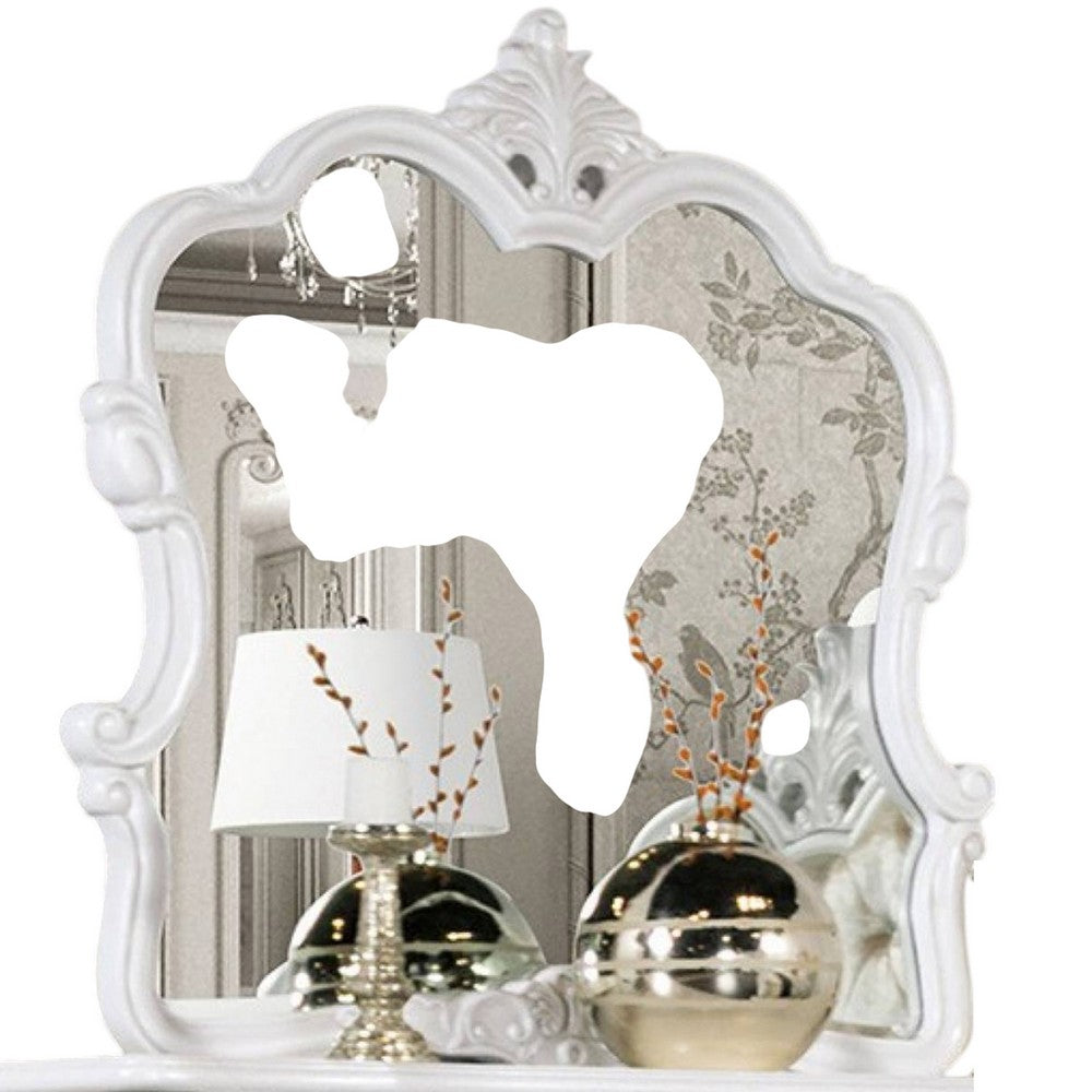 Valena Dresser Mirror, Beveled Glass, White Solid Wood Frame, 45 Inch - BM340913