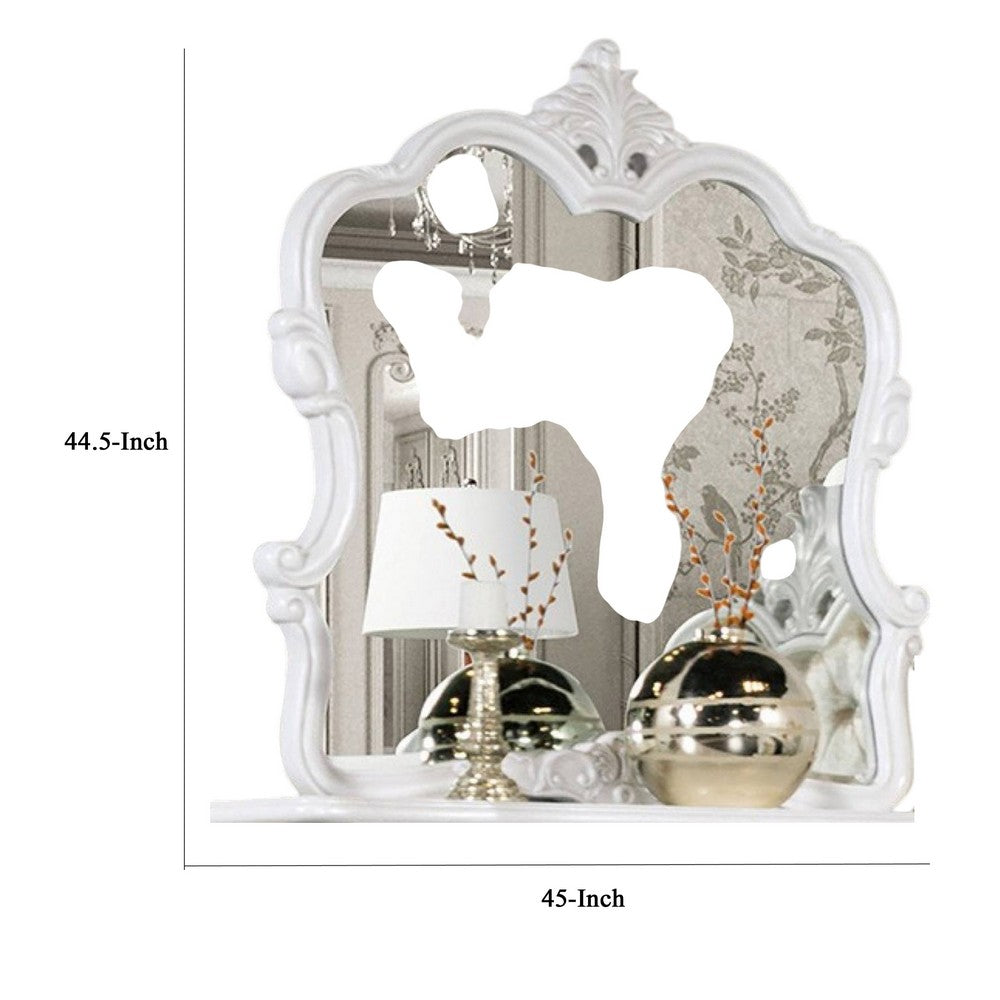 Valena Dresser Mirror, Beveled Glass, White Solid Wood Frame, 45 Inch - BM340913