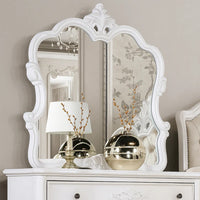 Valena Dresser Mirror, Beveled Glass, White Solid Wood Frame, 45 Inch - BM340913