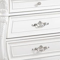 Valena Nightstand, 3 Drawers, White Solid Wood, Metal Handles, 31 Inch - BM340914