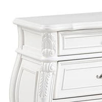 Valena Nightstand, 3 Drawers, White Solid Wood, Metal Handles, 31 Inch - BM340914