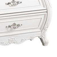 Valena Nightstand, 3 Drawers, White Solid Wood, Metal Handles, 31 Inch - BM340914