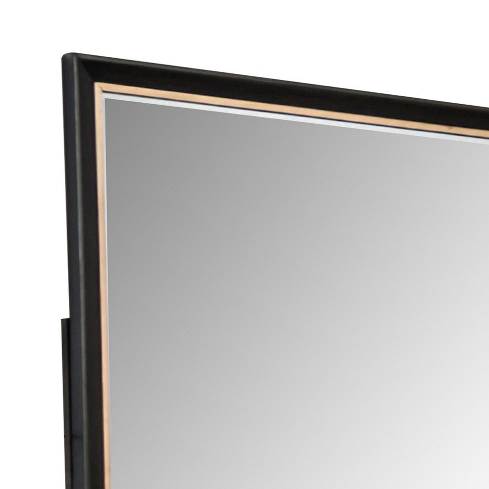 Yada Dresser Mirror, Beveled Glass, Espresso Brown Wood, Gold, 39x48 - BM340917