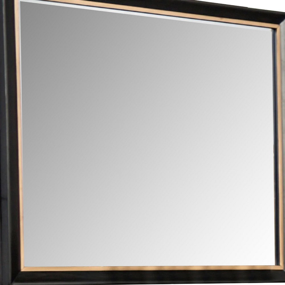 Yada Dresser Mirror, Beveled Glass, Espresso Brown Wood, Gold, 39x48 - BM340917