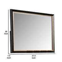 Yada Dresser Mirror, Beveled Glass, Espresso Brown Wood, Gold, 39x48 - BM340917