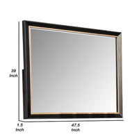Yada Dresser Mirror, Beveled Glass, Espresso Brown Wood, Gold, 39x48 - BM340917