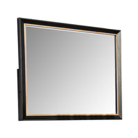 Yada Dresser Mirror, Beveled Glass, Espresso Brown Wood, Gold, 39x48 - BM340917