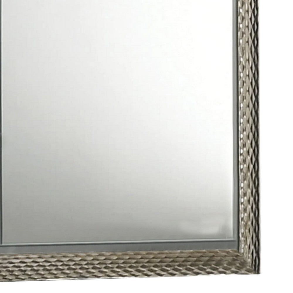 Vino 41 x 44 Dresser Mirror w LED, Glam Gray Wood, Silver Trim - BM340924