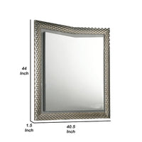 Vino 41 x 44 Dresser Mirror w LED, Glam Gray Wood, Silver Trim - BM340924