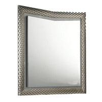 Vino 41 x 44 Dresser Mirror w LED, Glam Gray Wood, Silver Trim - BM340924