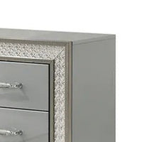 Cyl Nightstand with 2 Drawers, Scale Molding Trim, Metallic Gray Wood - BM340925