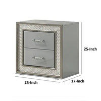 Cyl Nightstand with 2 Drawers, Scale Molding Trim, Metallic Gray Wood - BM340925