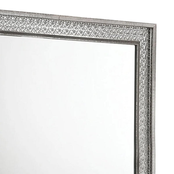 Cyl 36 x 41 Dresser Mirror with Scale Molding Trim, Metallic Gray Wood - BM340926