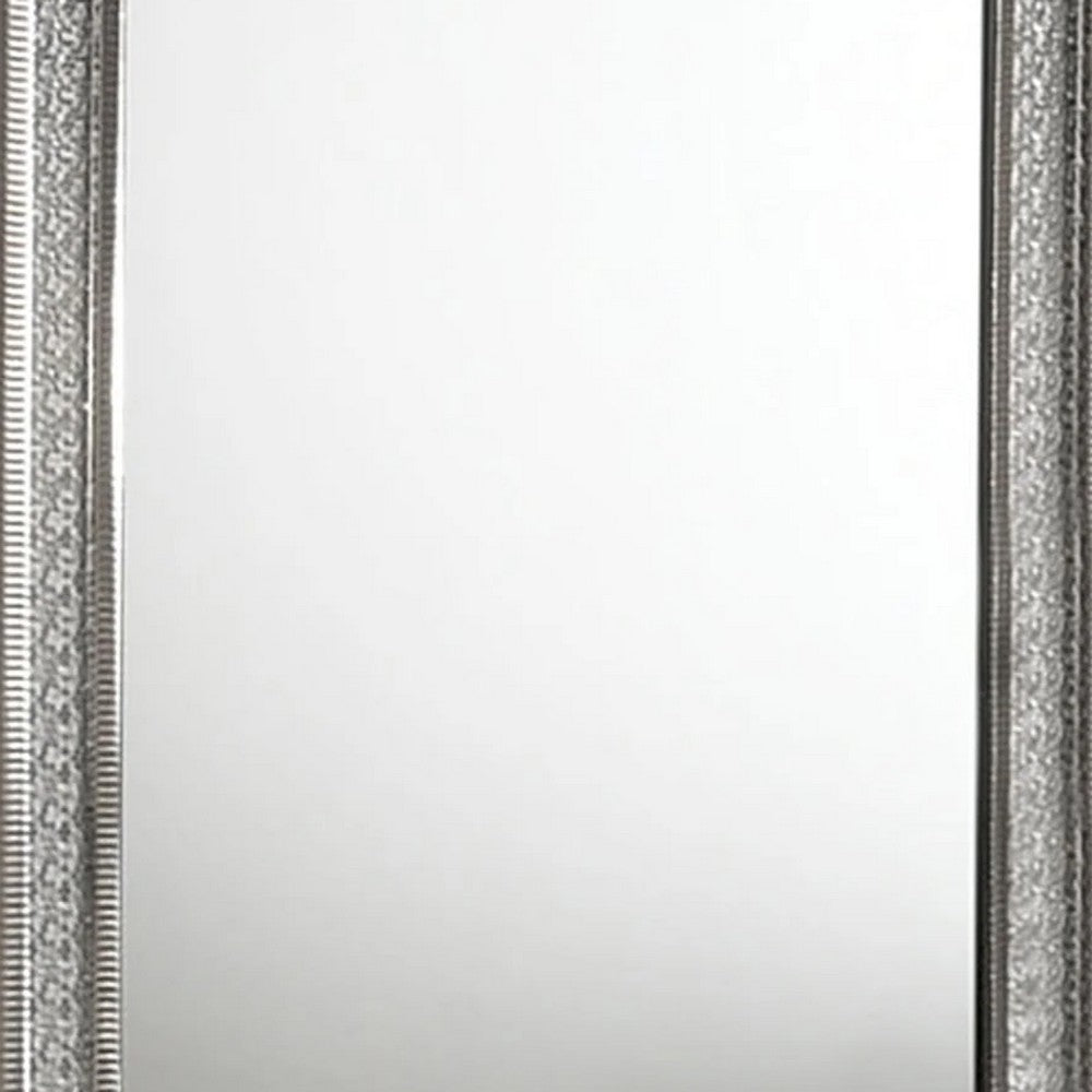 Cyl 36 x 41 Dresser Mirror with Scale Molding Trim, Metallic Gray Wood - BM340926