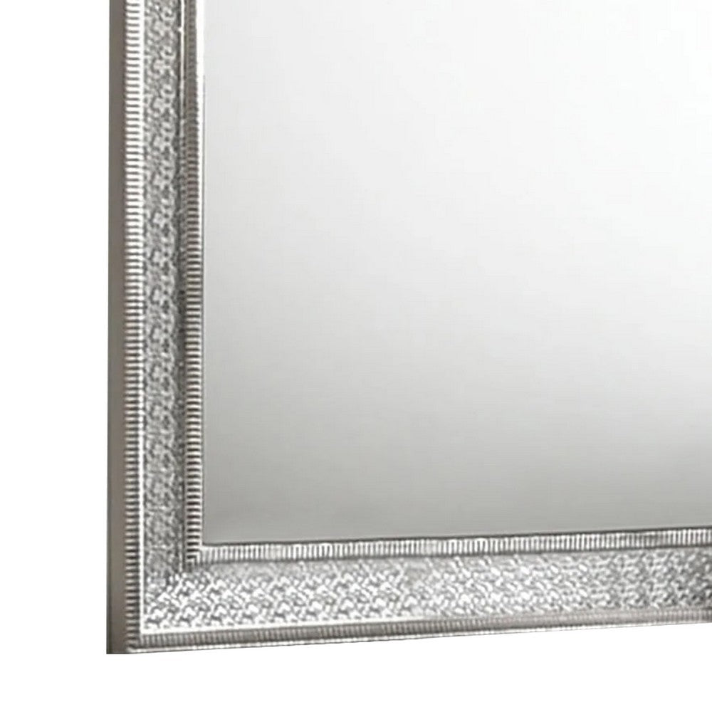 Cyl 36 x 41 Dresser Mirror with Scale Molding Trim, Metallic Gray Wood - BM340926