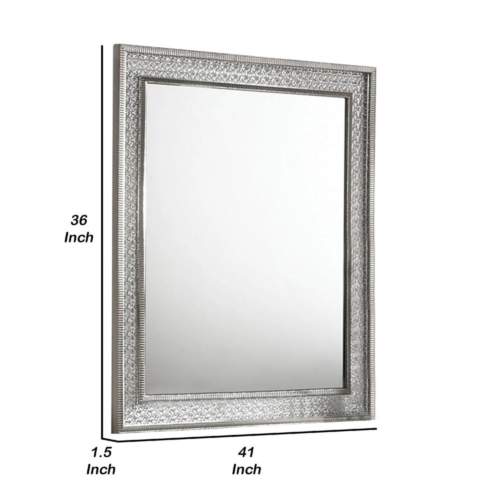 Cyl 36 x 41 Dresser Mirror with Scale Molding Trim, Metallic Gray Wood - BM340926