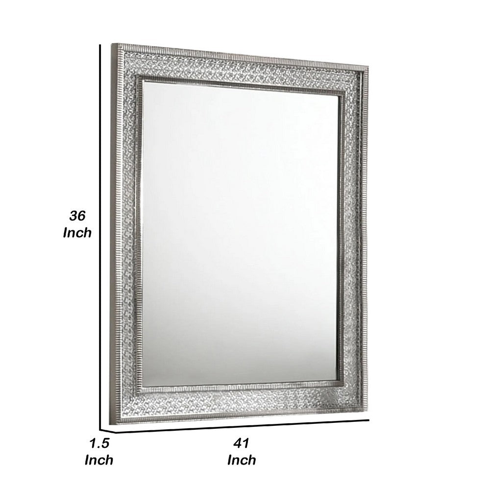 Cyl 36 x 41 Dresser Mirror with Scale Molding Trim, Metallic Gray Wood - BM340926