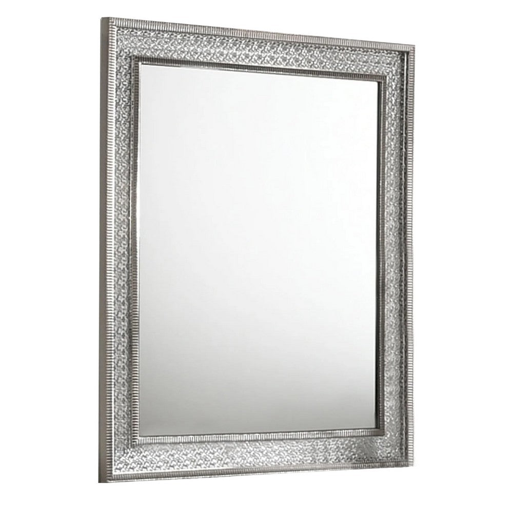 Cyl 36 x 41 Dresser Mirror with Scale Molding Trim, Metallic Gray Wood - BM340926