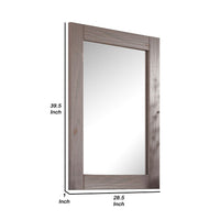 Stav 40 Inch Wall Mirror, Rustic White Solid Wood Rectangular Frame - BM340927