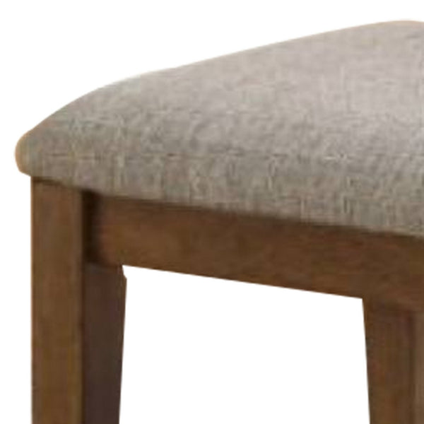 Teby Dining Bench, 47 Inch, Walnut Brown Solid Wood Legs, Light Gray Seat - BM340932