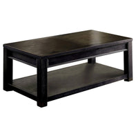 Medy Coffee Table with Lower Shelf, 48 Inch, Antique Black Wood Veneer - BM340933