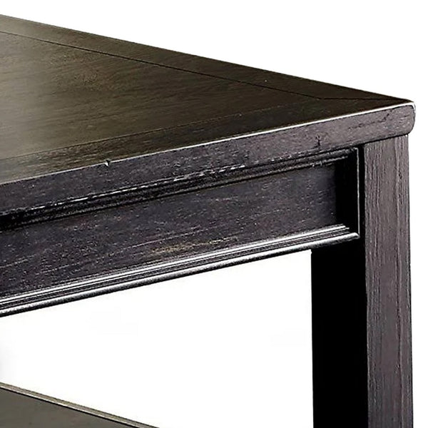 Medy Coffee Table with Lower Shelf, 48 Inch, Antique Black Wood Veneer - BM340933