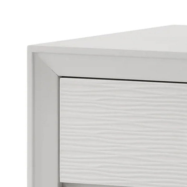 Tory Nightstand, 2 Drawers, White Solid Wood, Bronze Round Knobs - BM340934