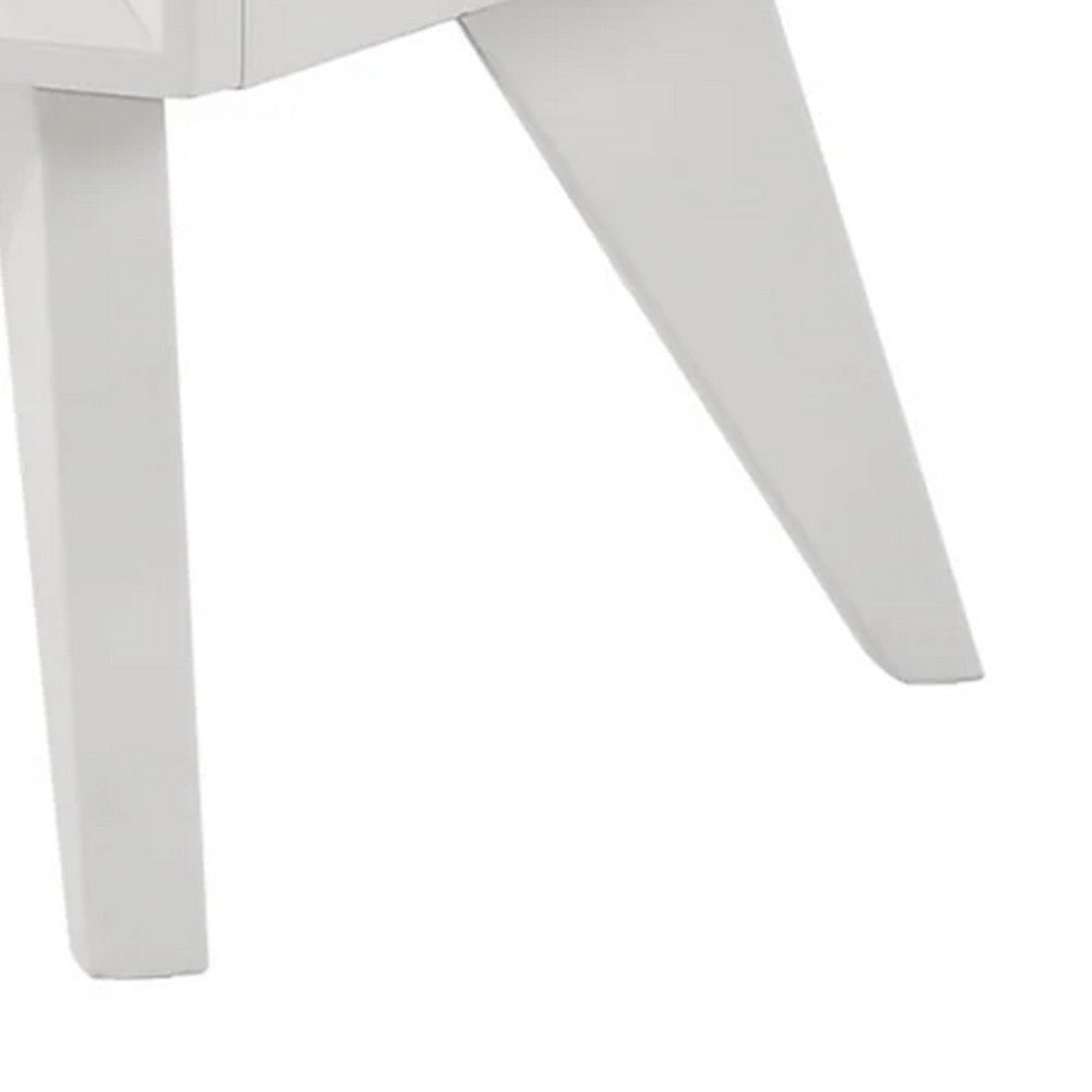 Tory Nightstand, 2 Drawers, White Solid Wood, Bronze Round Knobs - BM340934