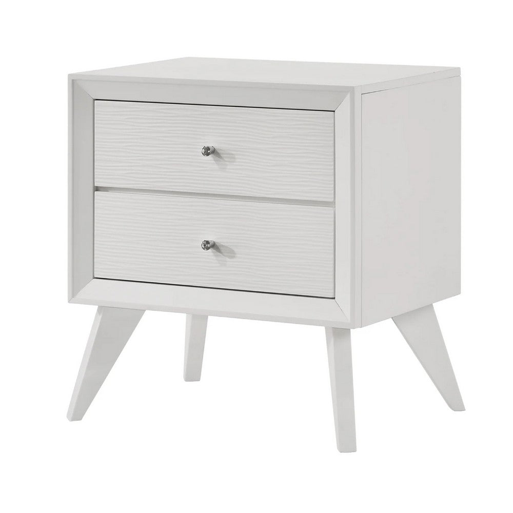 Tory Nightstand, 2 Drawers, White Solid Wood, Bronze Round Knobs - BM340934