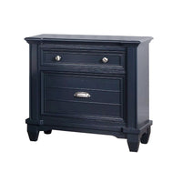 Zeny Nightstand, 1 Cup Handle Drawer w 1 Shelf, Slate Blue Solid Wood - BM340936