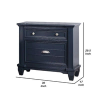 Zeny Nightstand, 1 Cup Handle Drawer w 1 Shelf, Slate Blue Solid Wood - BM340936