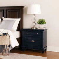 Zeny Nightstand, 1 Cup Handle Drawer w 1 Shelf, Slate Blue Solid Wood - BM340936