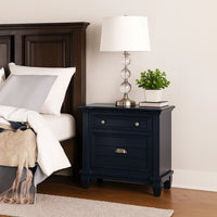 Zeny Nightstand, 1 Cup Handle Drawer w 1 Shelf, Slate Blue Solid Wood - BM340936