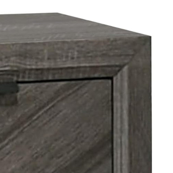 Vey Nightstand with 2 Drawers, Gray Chevron Patterned Fronts - BM340937
